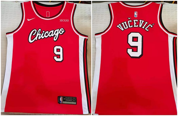 Men's Chicago Bulls #9 Nikola Vucevic Red Stitched Basketball Jersey Men's Chicago Bulls #9 Nikola Vucevic Red Stitched Basketball Jersey